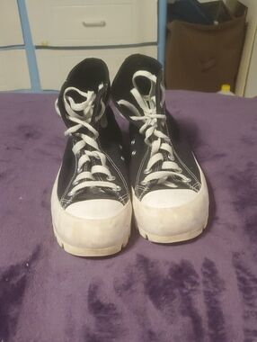 Black High-Top Canvas Platform Sneakers - Women's